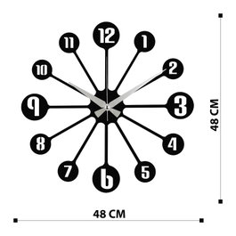Wallity Enzoclock - S014 Reloj de Pared de Metal Negro
